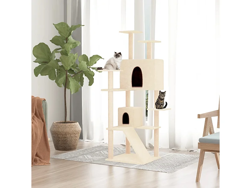 Arbre à chat avec griffoirs en sisal Crème 153 cm