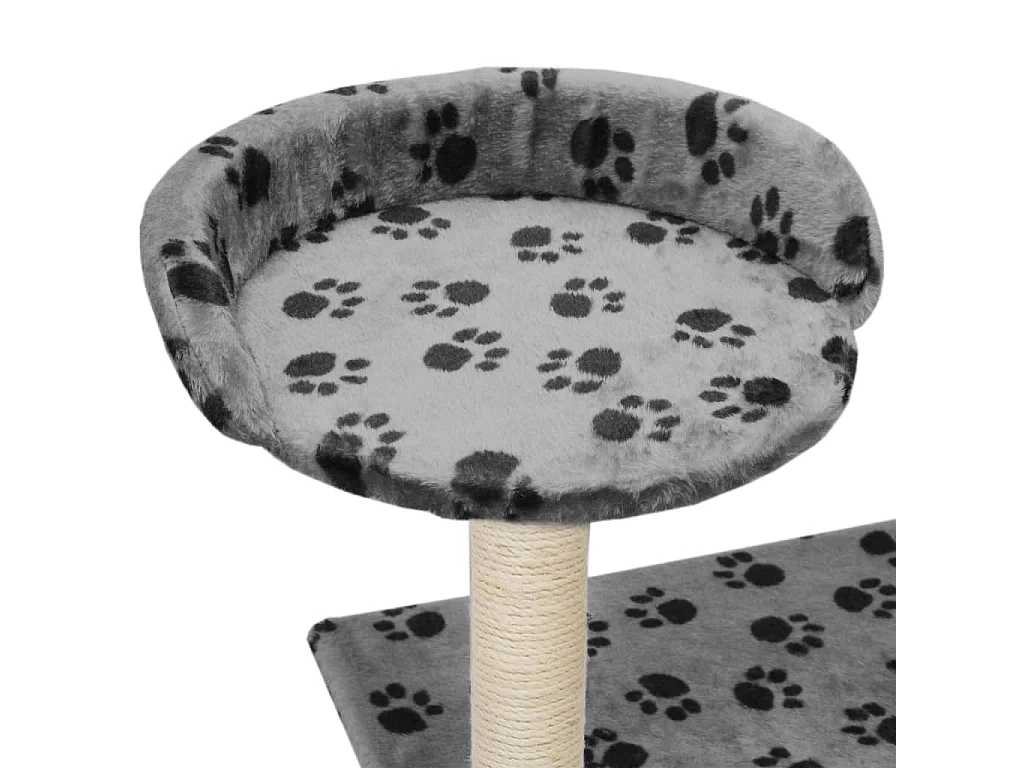 Arbre à chat avec griffoir en sisal 95 cm Gris Motif de pattes