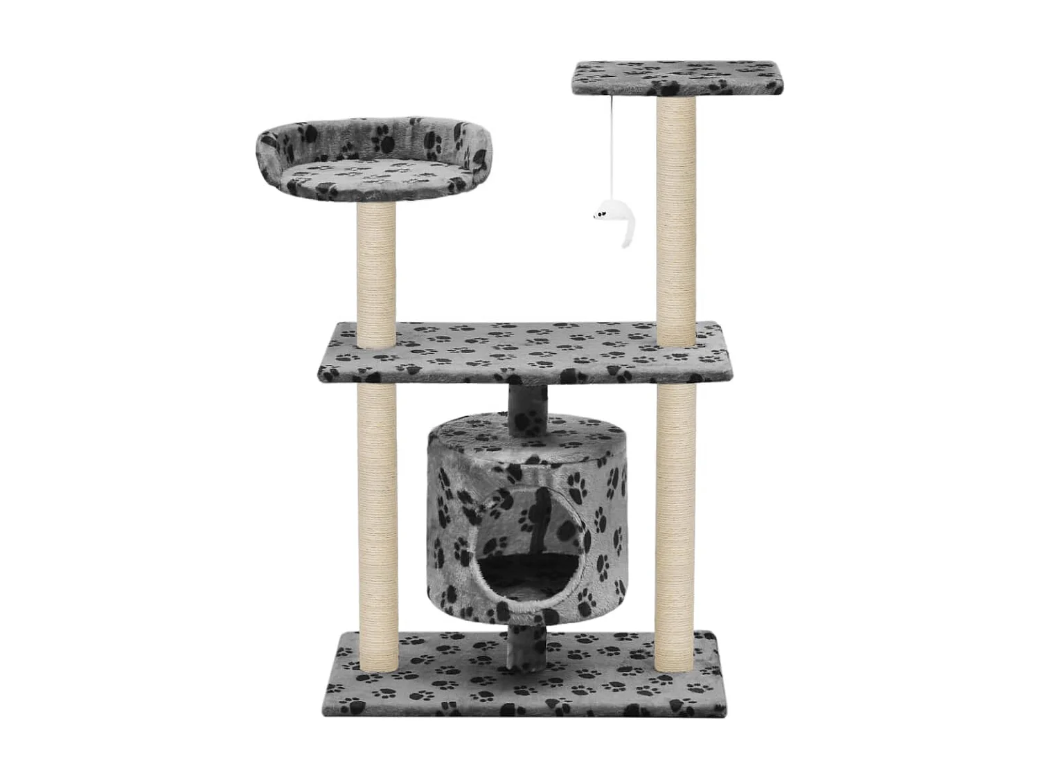 Arbre à chat avec griffoir en sisal 95 cm Gris Motif de pattes