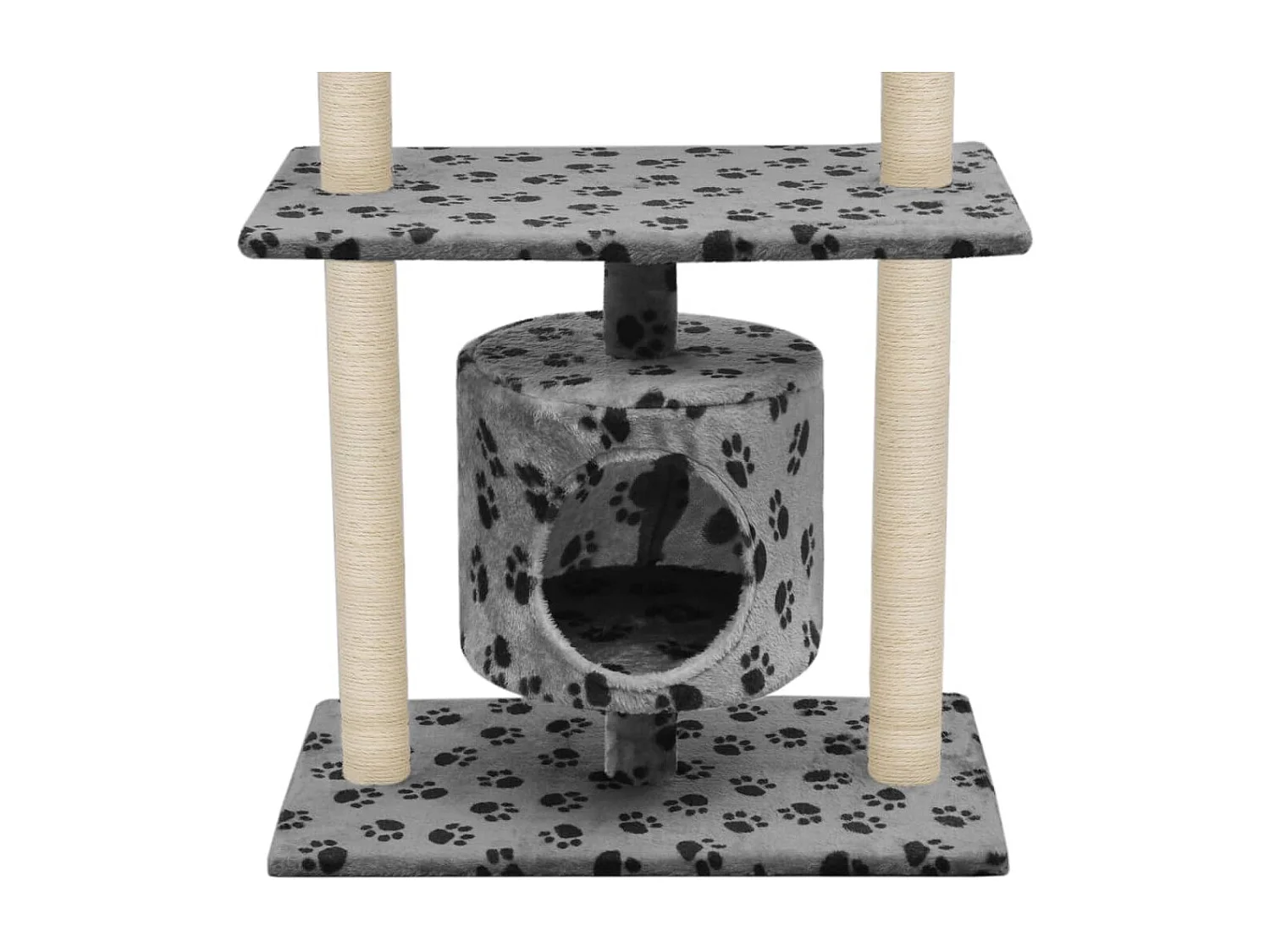 Arbre à chat avec griffoir en sisal 95 cm Gris Motif de pattes