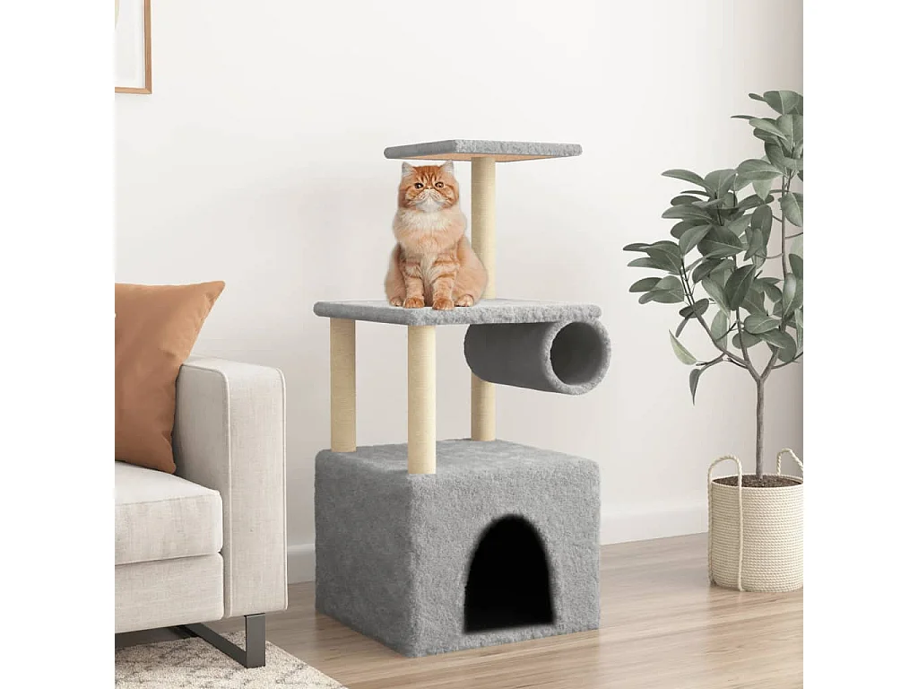 Arbre à chat avec griffoirs en sisal gris clair 109,5 cm