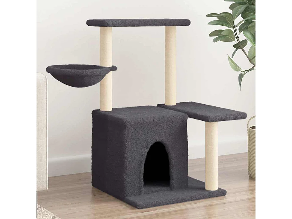 Arbre à chat avec griffoirs en sisal Gris foncé 83 cm
