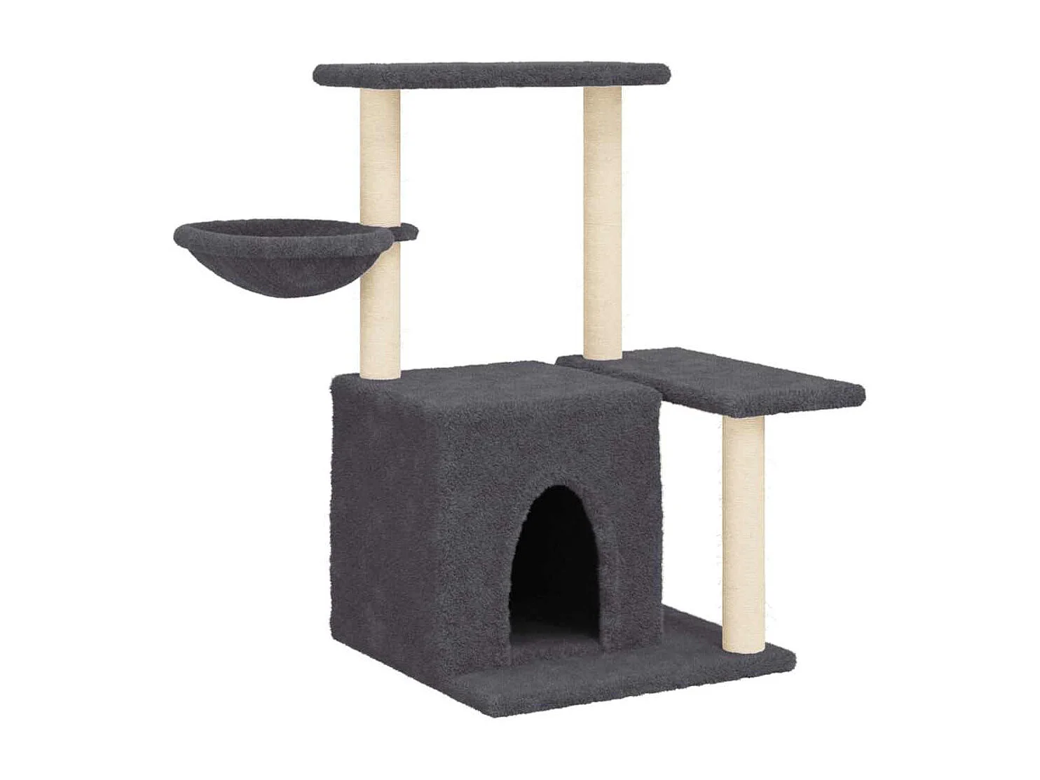 Arbre à chat avec griffoirs en sisal Gris foncé 83 cm