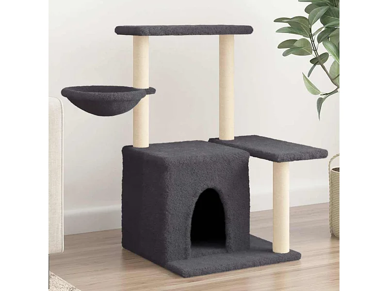Arbre à chat avec griffoirs en sisal Gris foncé 83 cm