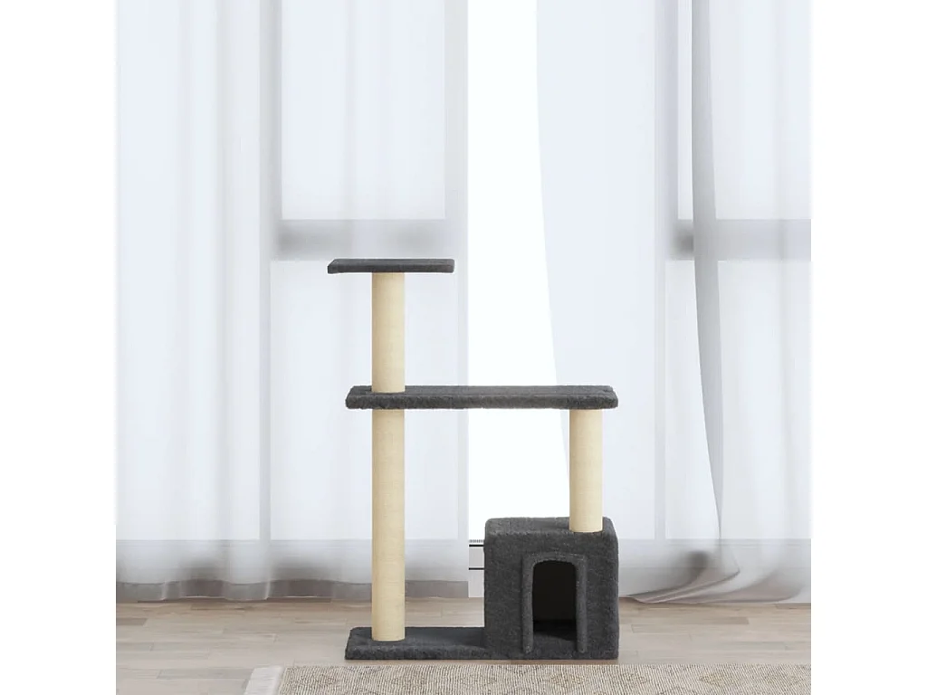 Arbre à chat avec griffoirs en sisal Gris foncé 70 cm
