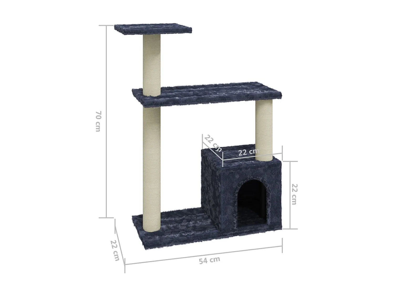 Arbre à chat avec griffoirs en sisal Gris foncé 70 cm