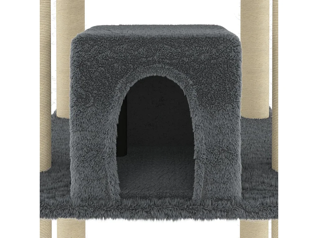 Arbre à chat avec griffoirs en sisal Gris foncé 216 cm