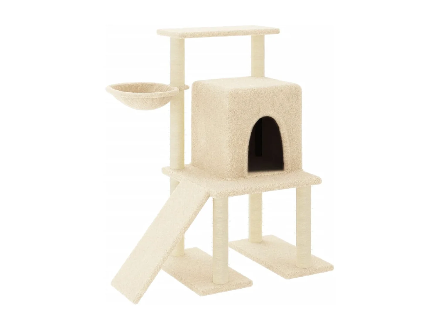 Rascador para gatos con postes de sisal color crema 96,5 cm