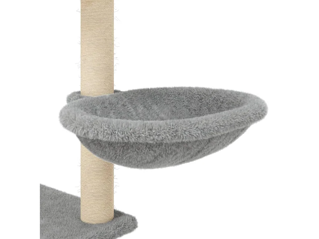 Rascador para gatos con postes de sisal gris claro 153 cm