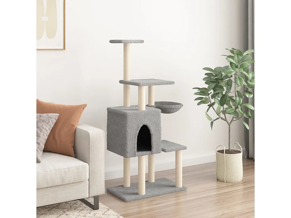 Arbre à chat avec griffoirs en sisal Gris clair 131 cm