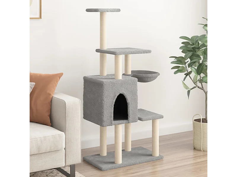 Arbre à chat avec griffoirs en sisal Gris clair 131 cm