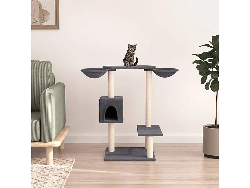 Arbre à chat avec griffoirs gris foncé 82 cm