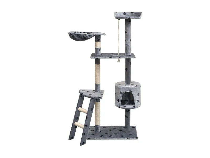 Arbre à chat et griffoir Sisal 150 cm Empreintes de pattes Gris