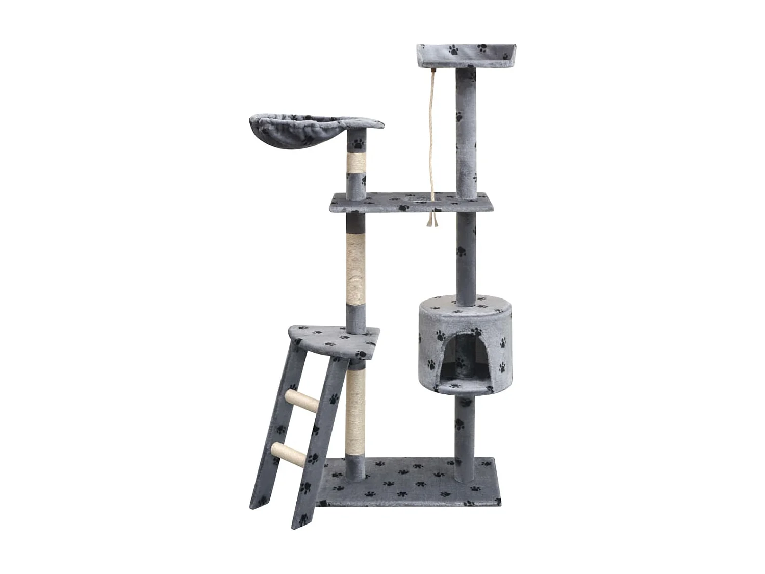 Arbre à chat et griffoir Sisal 150 cm Empreintes de pattes Gris