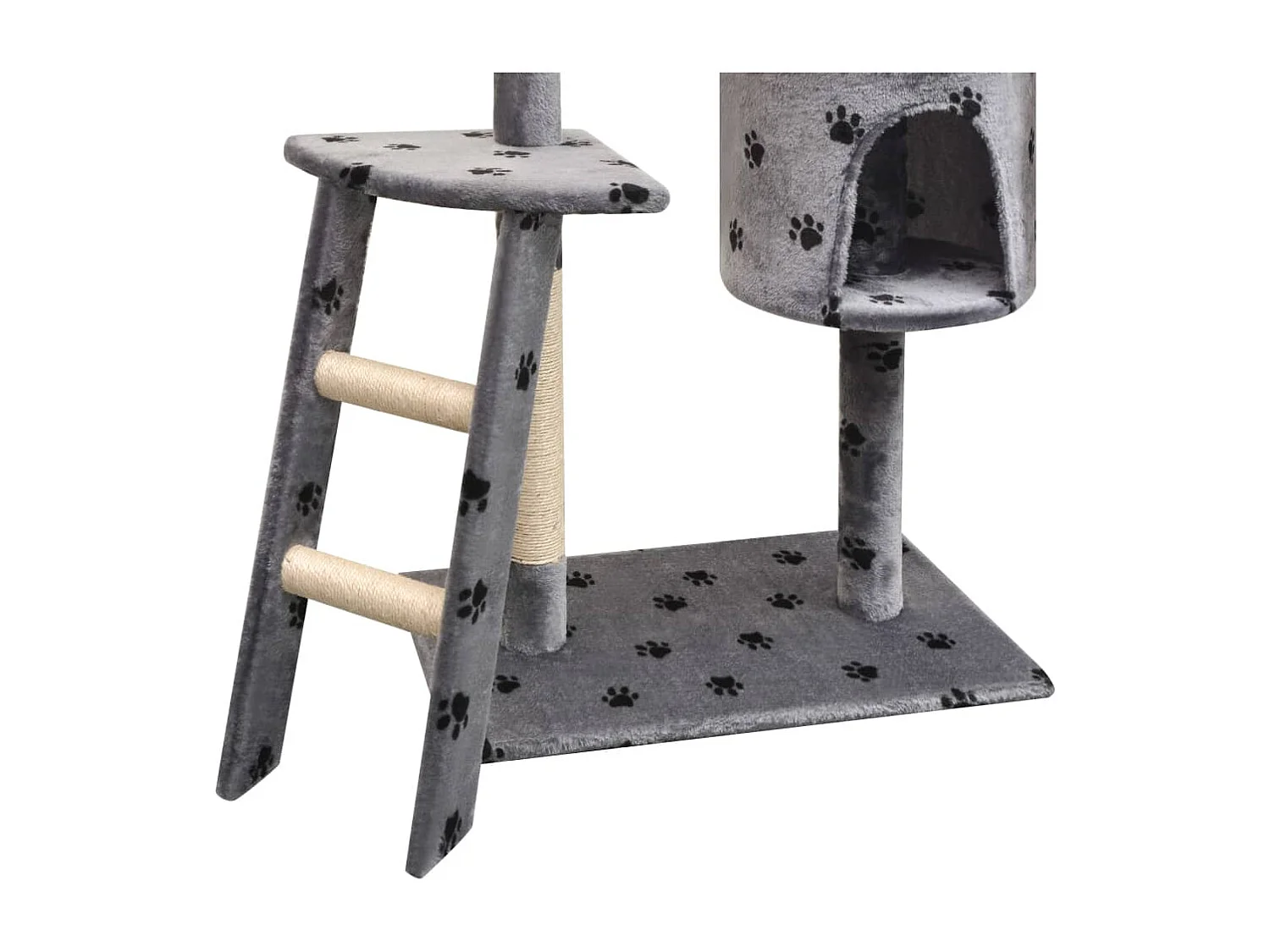 Arbre à chat et griffoir Sisal 150 cm Empreintes de pattes Gris