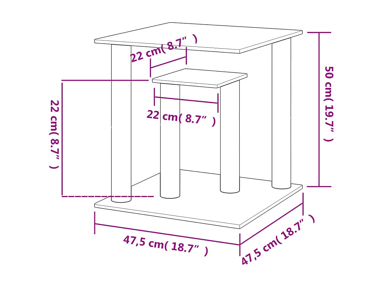Arbres à chat avec plates-formes gris foncé 50 cm