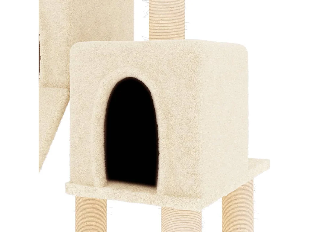 Rascador para gatos con postes de sisal color crema 82 cm