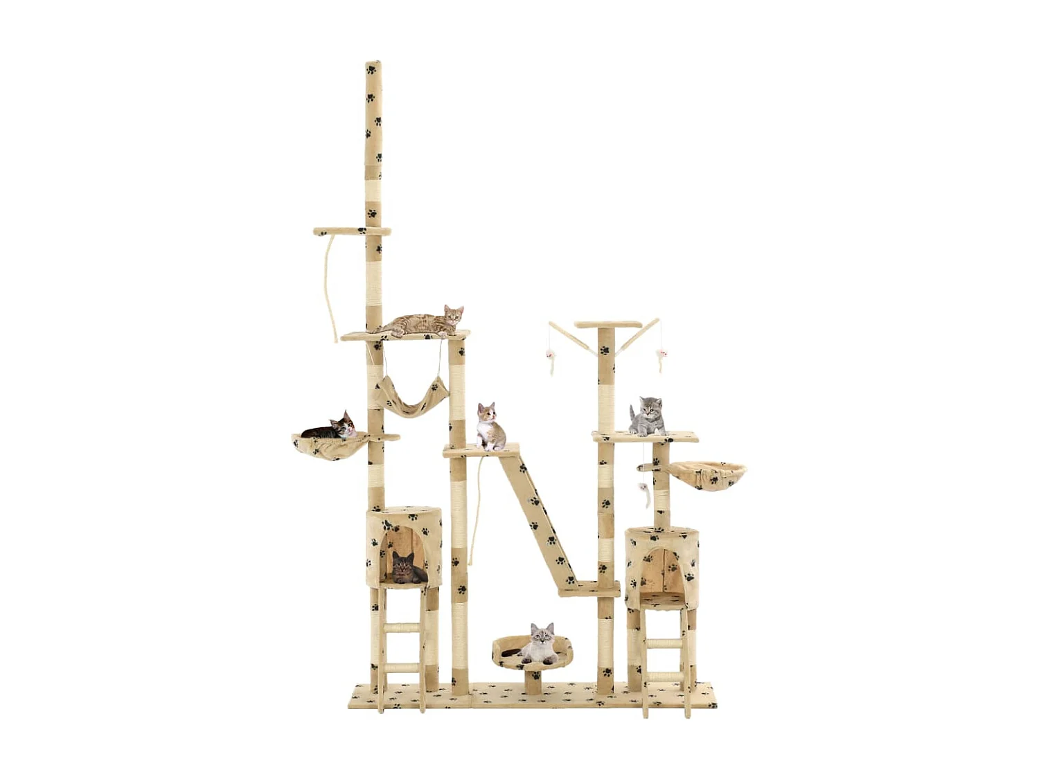 Arbre à chat et griffoirs 230-250 cm Empreintes de pattes Beige