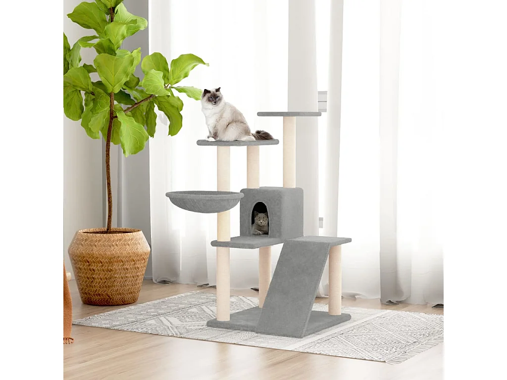 Arbre à chat avec griffoirs en sisal Gris clair 94 cm