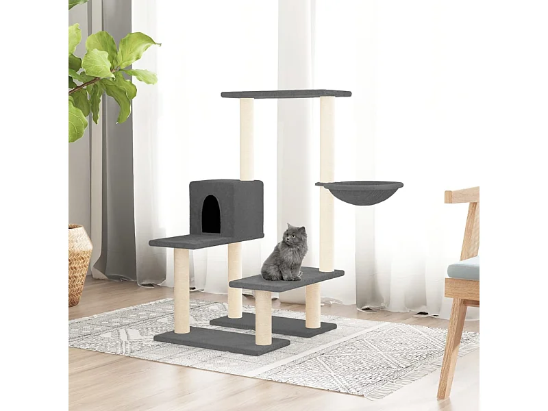 Arbre à chat avec griffoirs en sisal Gris foncé 94,5 cm
