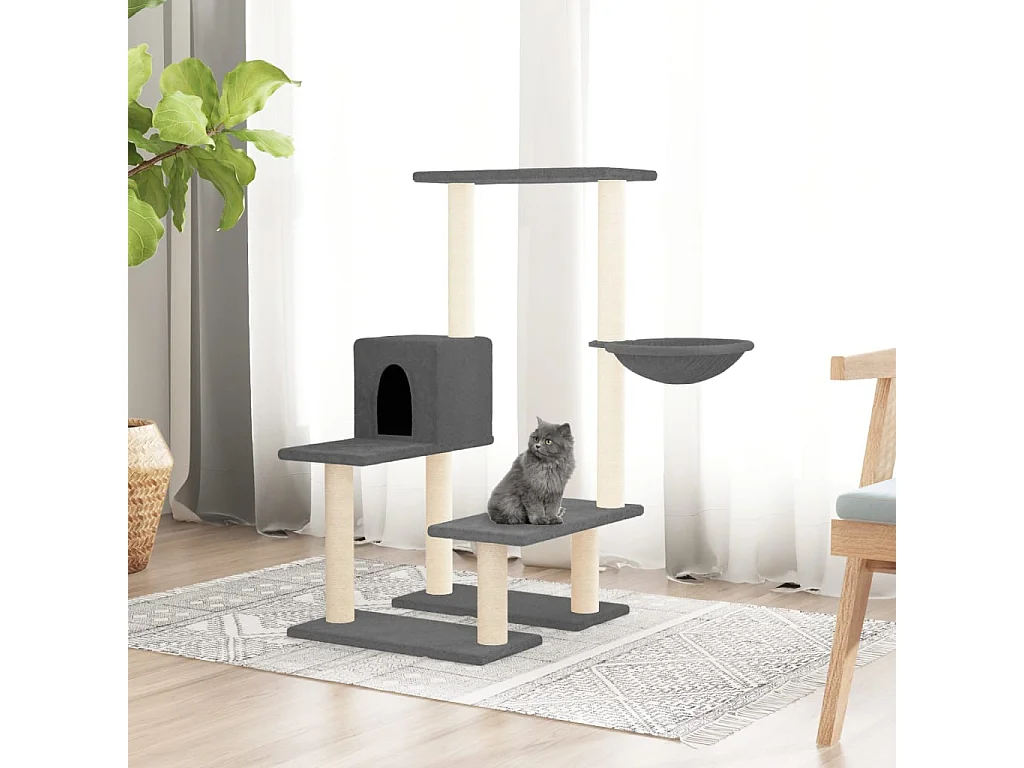 Arbre à chat avec griffoirs en sisal Gris foncé 94,5 cm