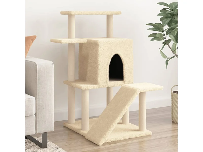 Arbre à chat avec griffoirs en sisal crème 97 cm