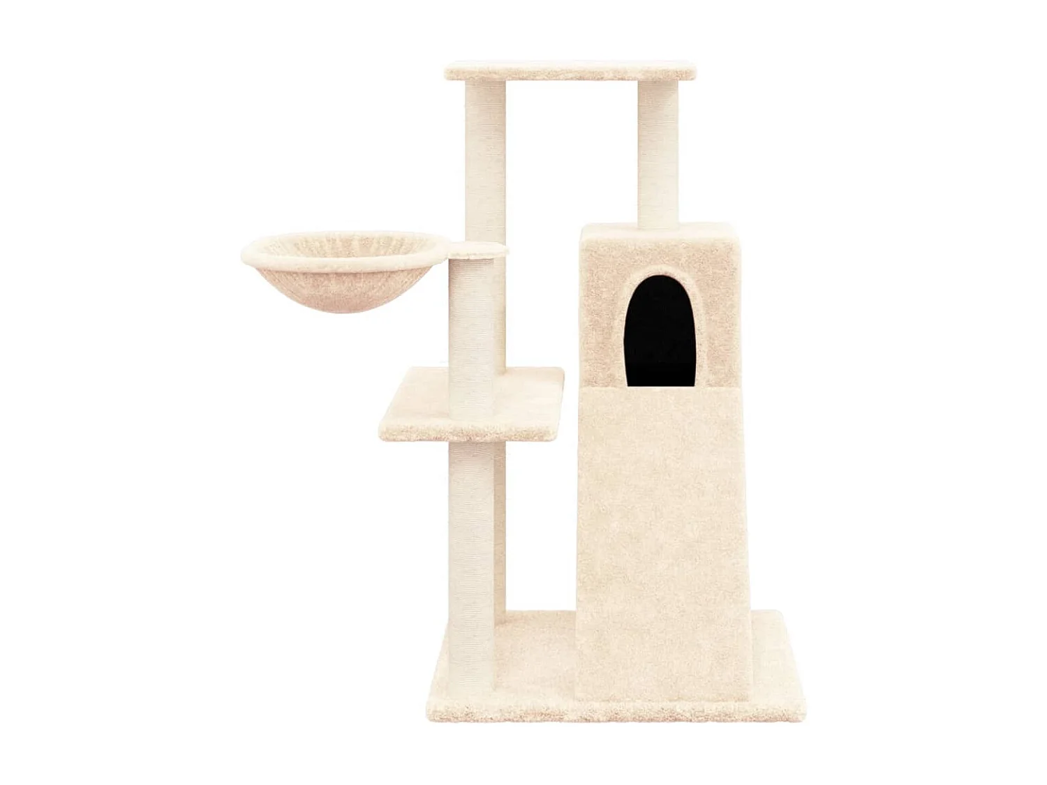 Rascador para gatos con postes de sisal color crema 82 cm