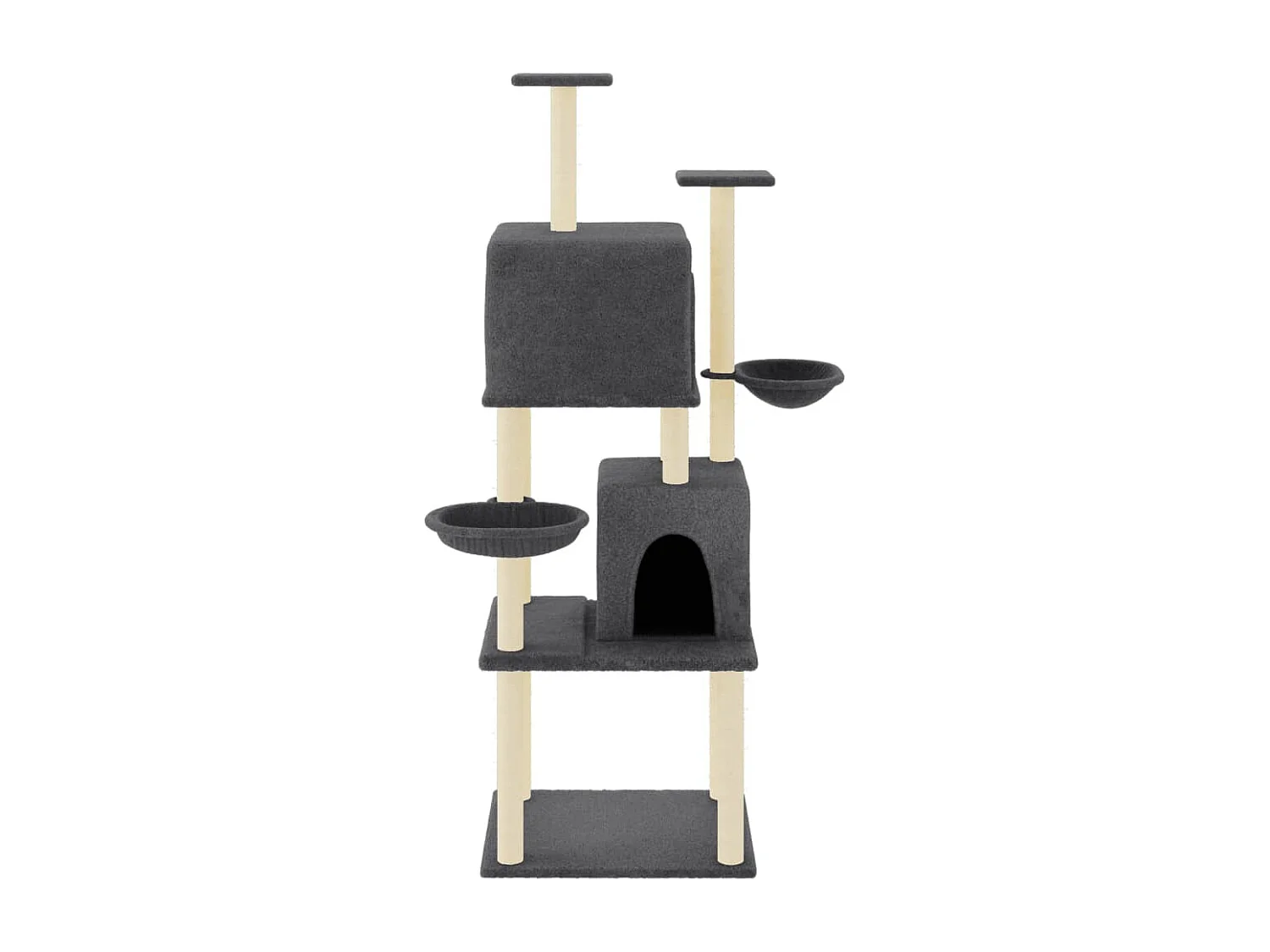 Arbre à chat avec griffoirs en sisal Gris foncé 180 cm