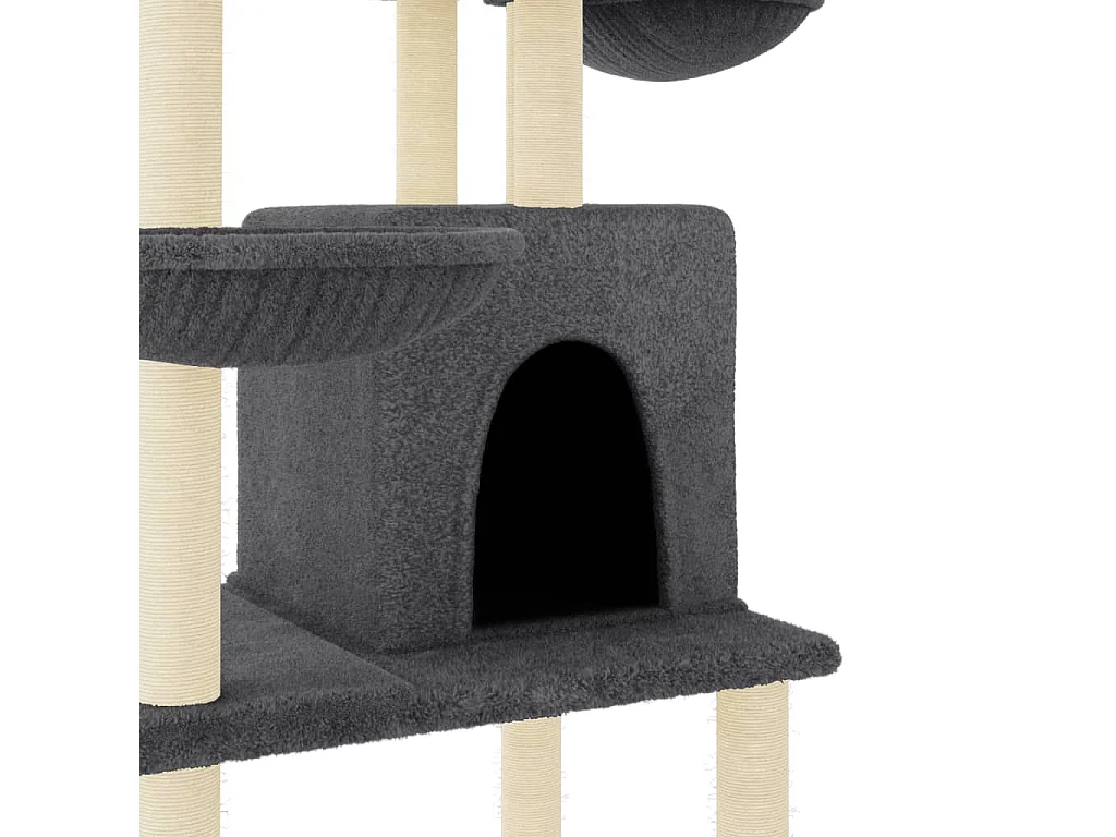 Arbre à chat avec griffoirs en sisal Gris foncé 180 cm
