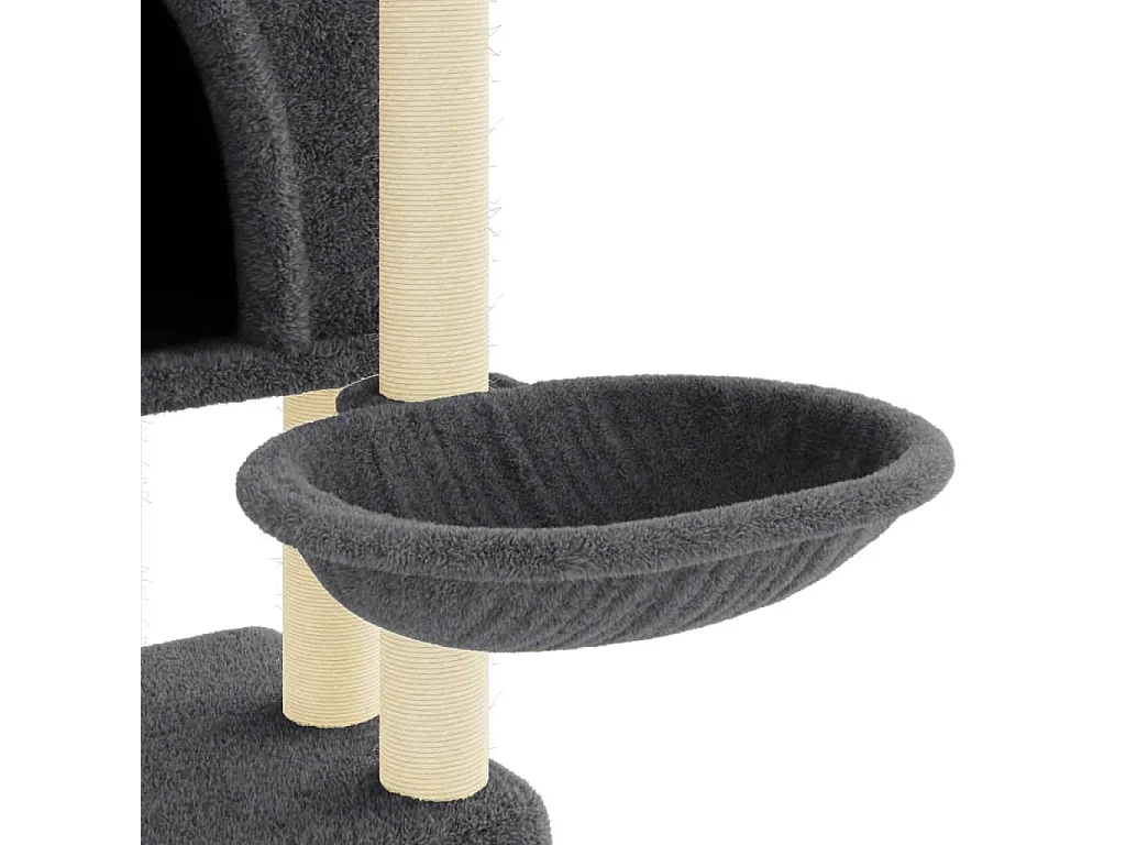 Arbre à chat avec griffoirs en sisal Gris foncé 180 cm