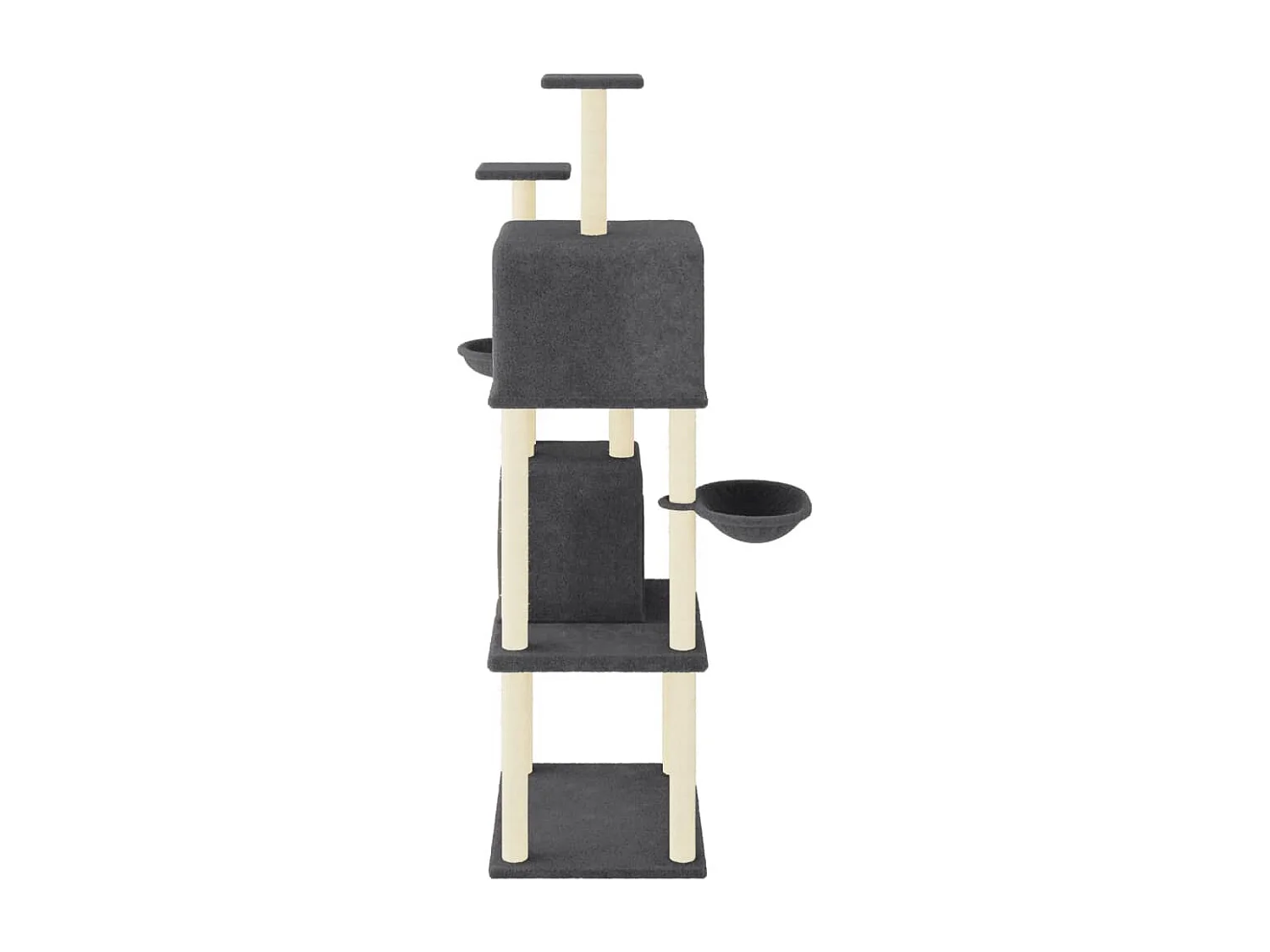 Rascador para gatos con postes de sisal gris oscuro 180 cm
