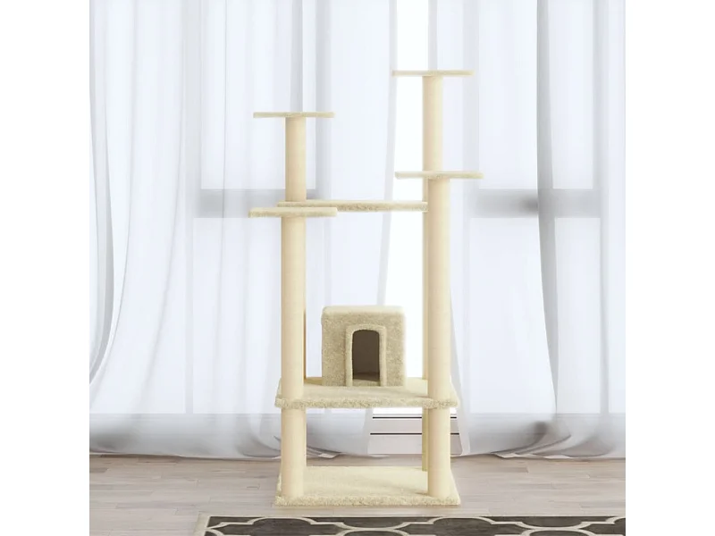 Arbre à chat avec griffoirs en sisal Crème 110 cm