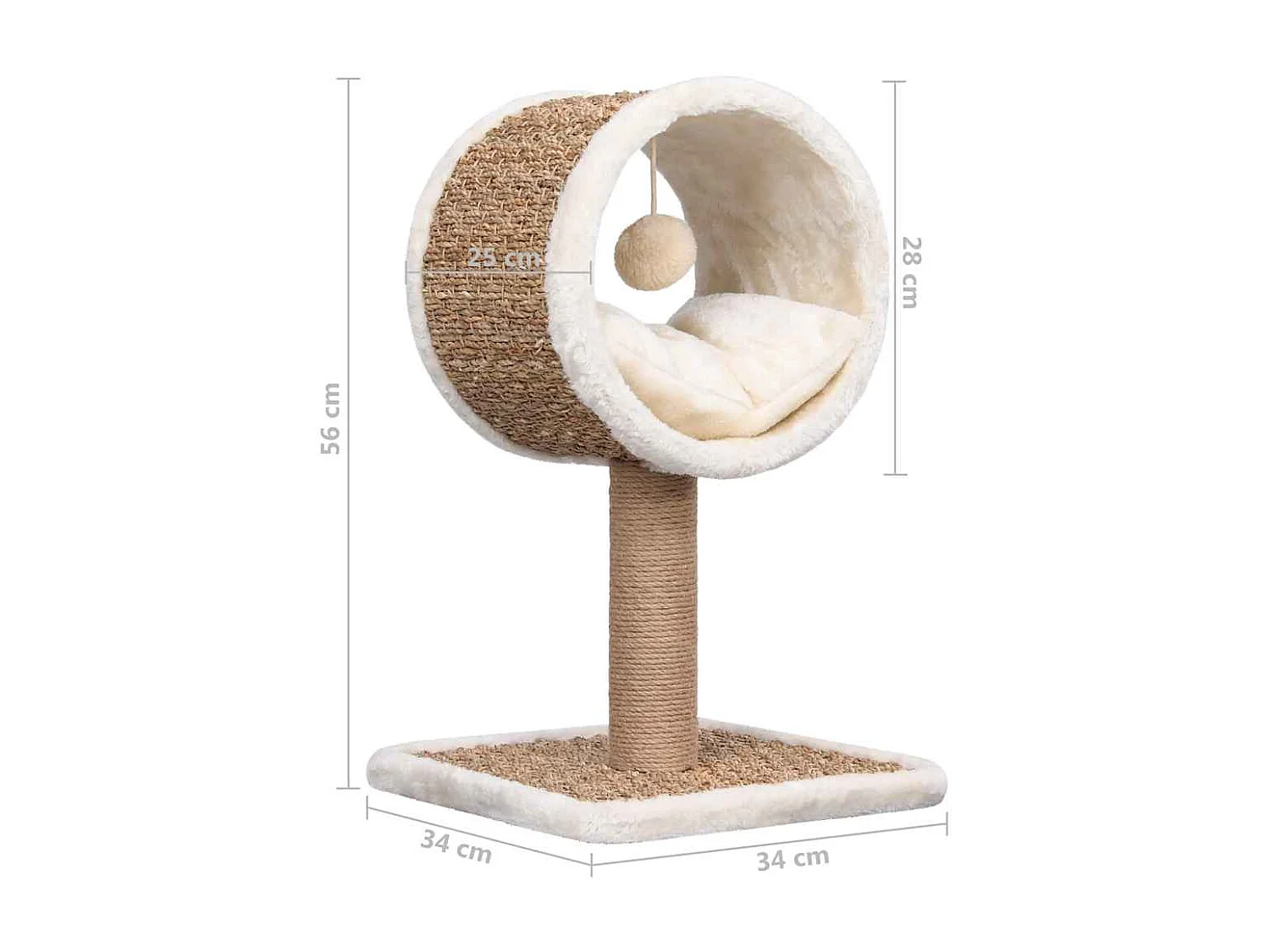 Arbre à chat et tunnel supérieur et jouet 56 cm Herbiers marins