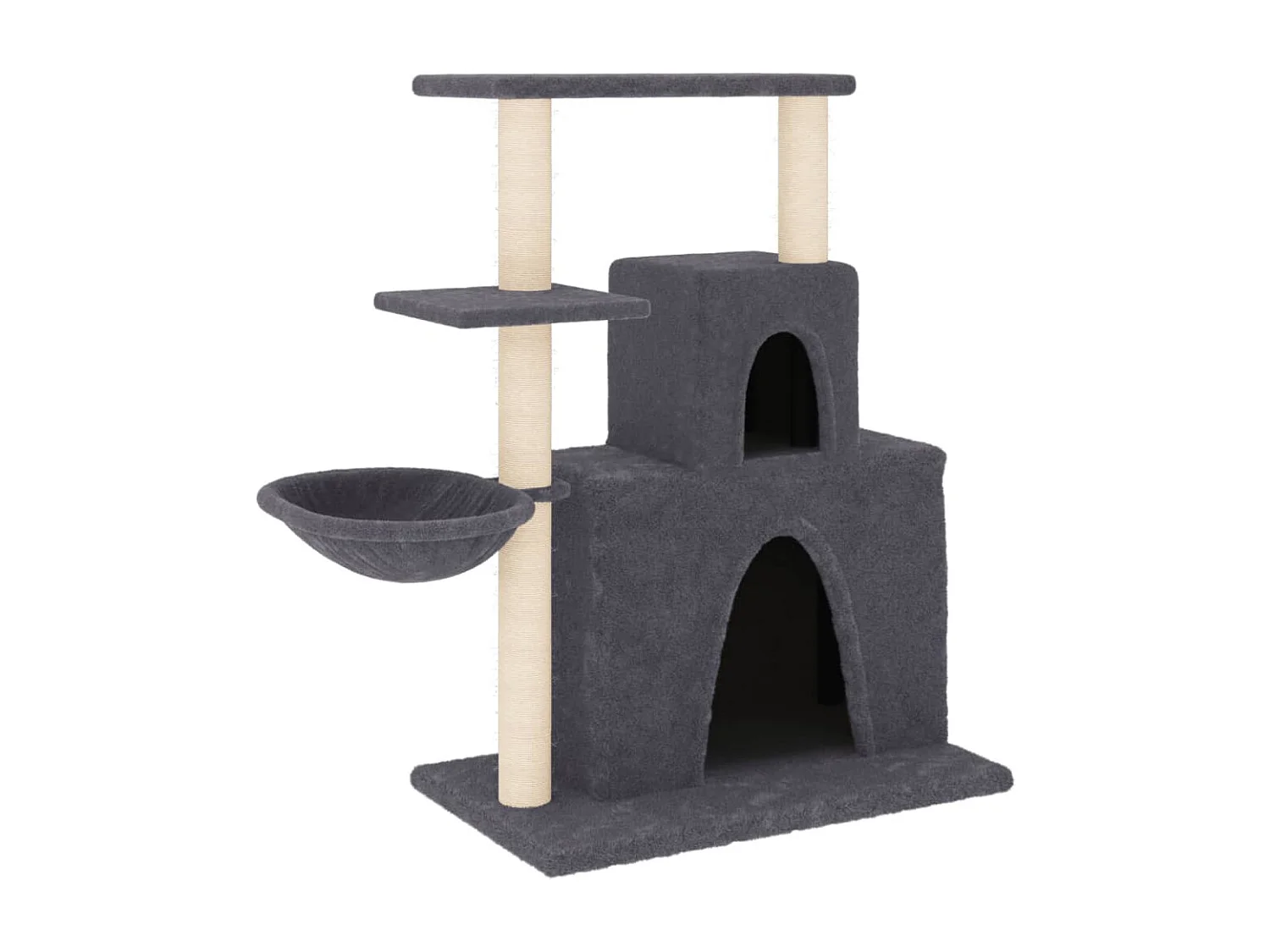 Rascador para gatos con postes de sisal gris oscuro 83 cm