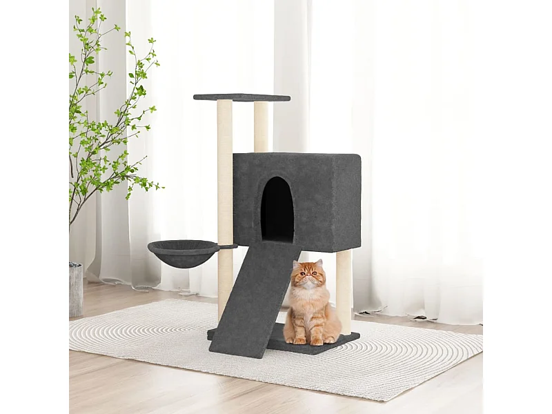 Arbre à chat avec griffoirs en sisal Gris foncé 96 cm