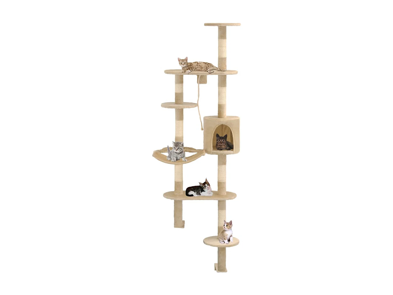 Arbre à chat avec griffoirs en sisal Montage mural 194 cm Beige