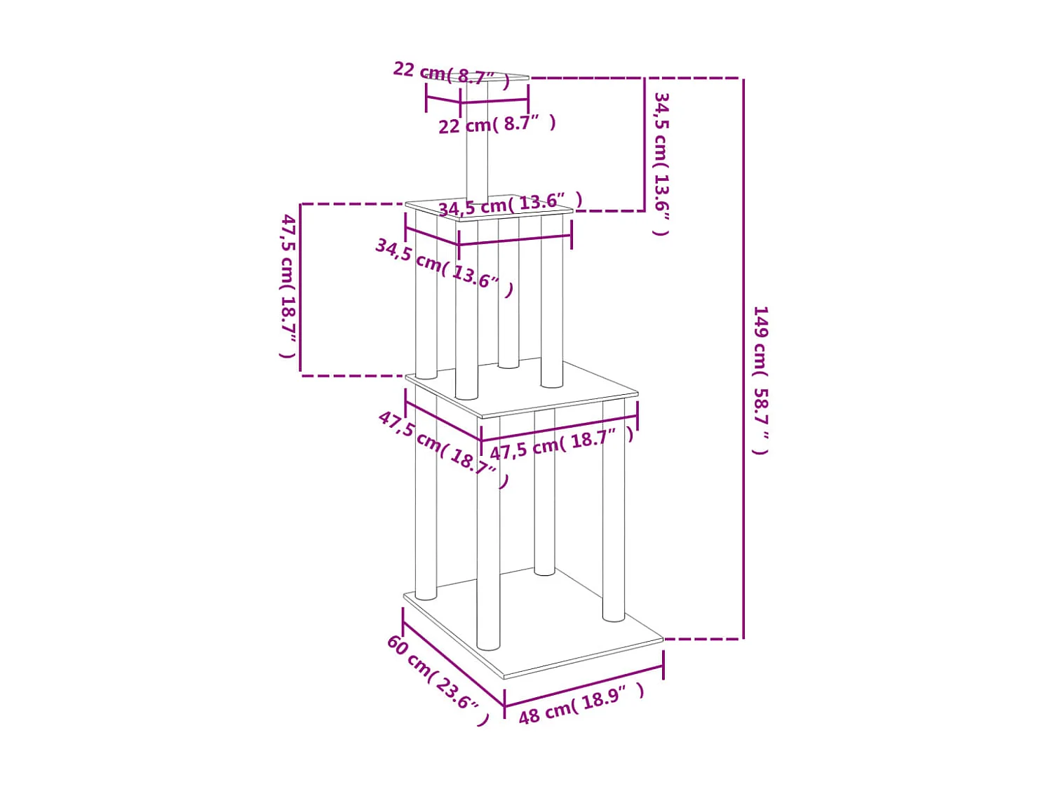Arbre à chat avec griffoirs en sisal Gris clair 149 cm
