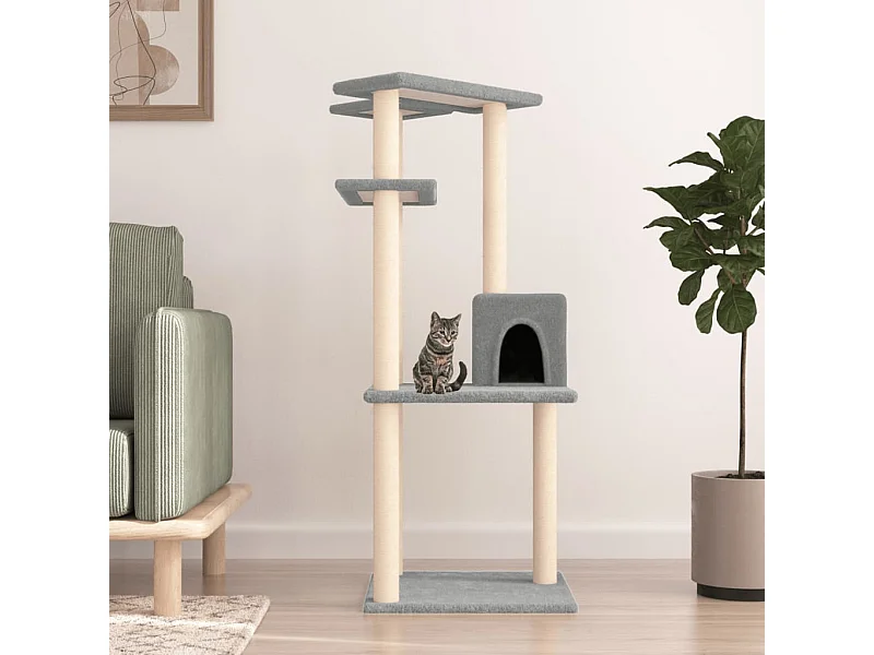 Arbre à chat avec griffoirs en sisal gris clair 123 cm