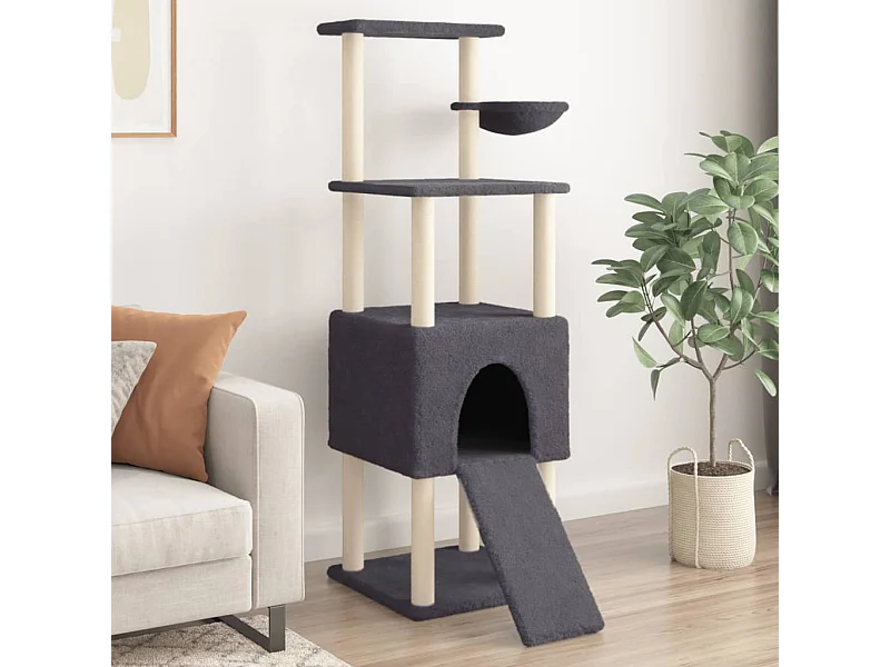 Arbre à chat avec griffoirs en sisal Gris foncé 153 cm
