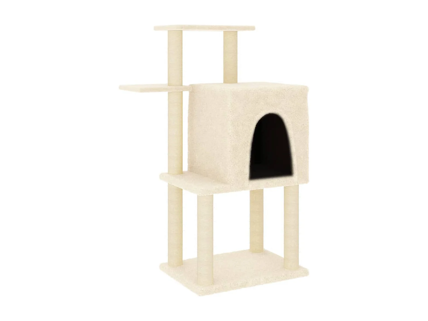 Rascador para gatos con postes de sisal color crema 97 cm