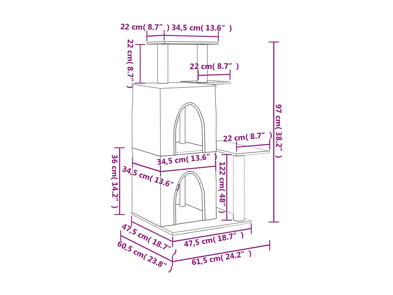 Arbre à chat avec griffoirs en sisal gris clair 97 cm
