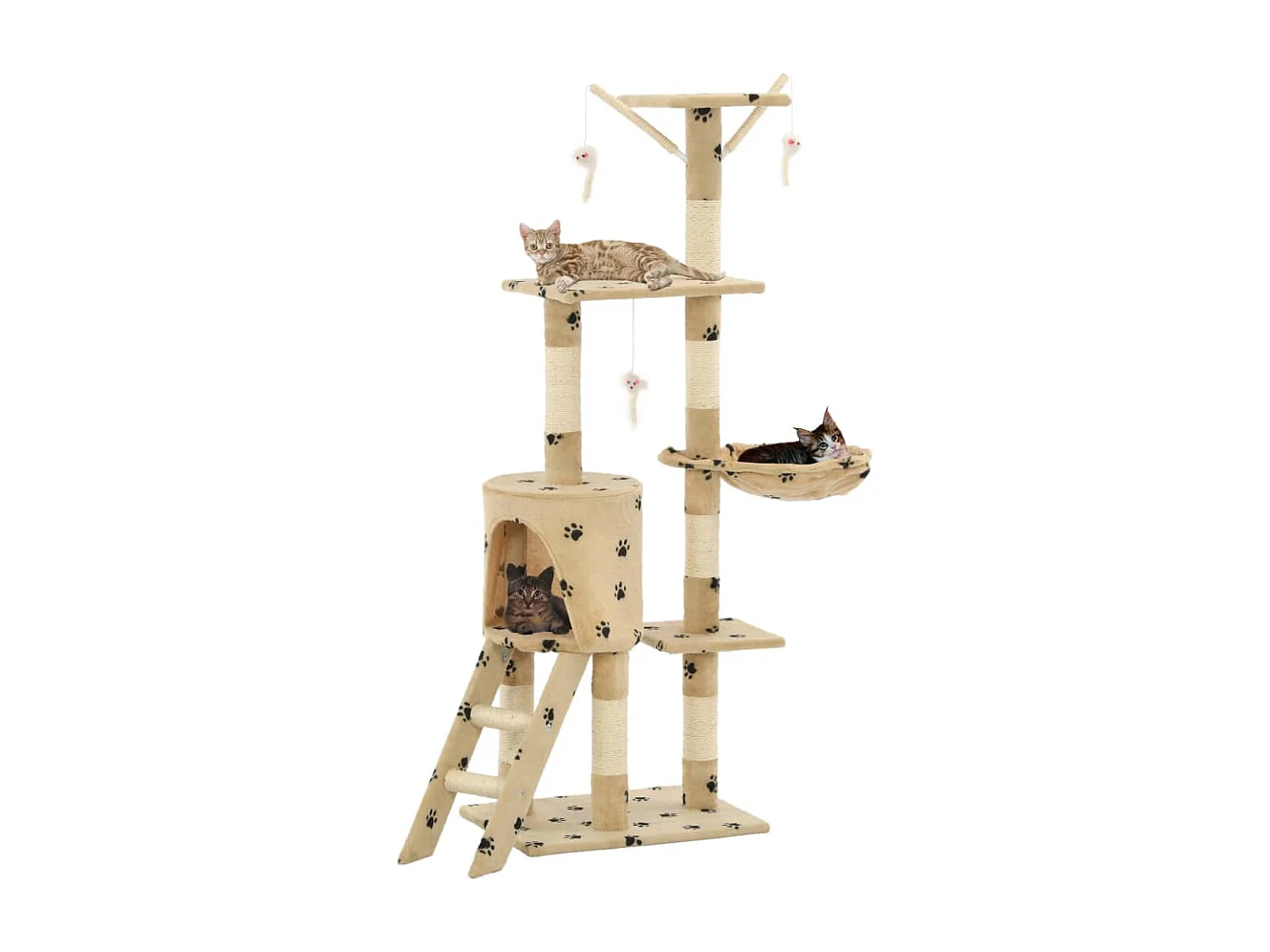 Arbre à chat avec griffoir en sisal 138cm Beige Motif de pattes