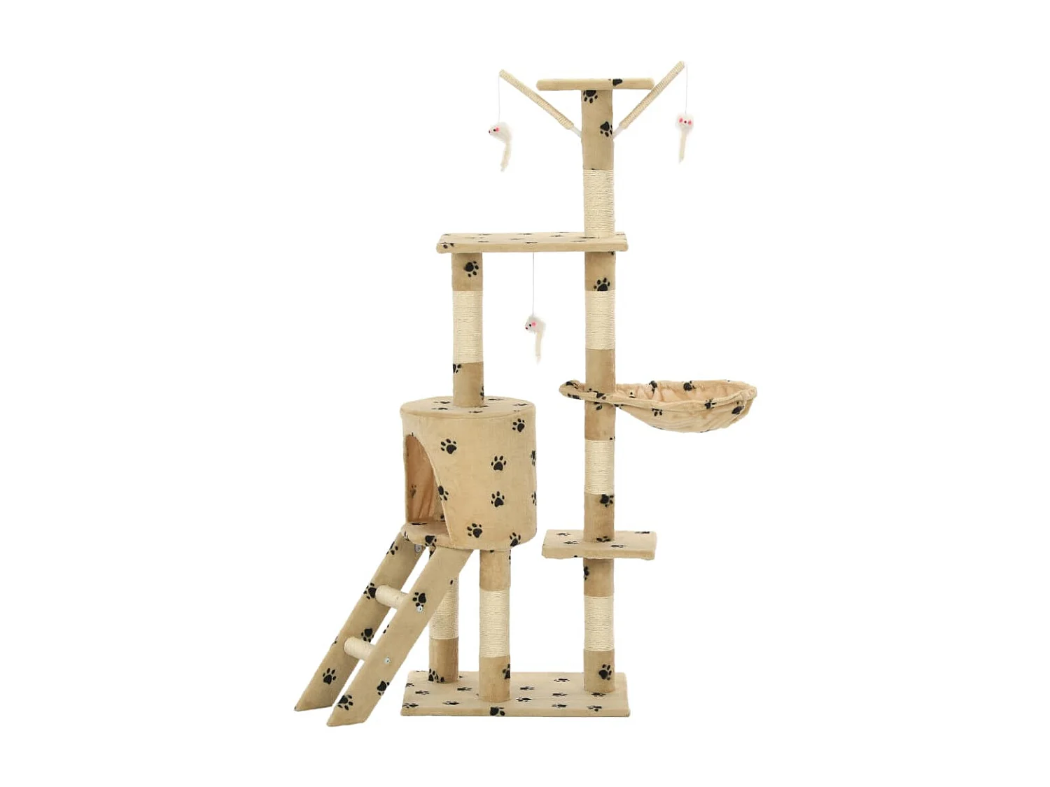 Arbre à chat avec griffoir en sisal 138cm Beige Motif de pattes