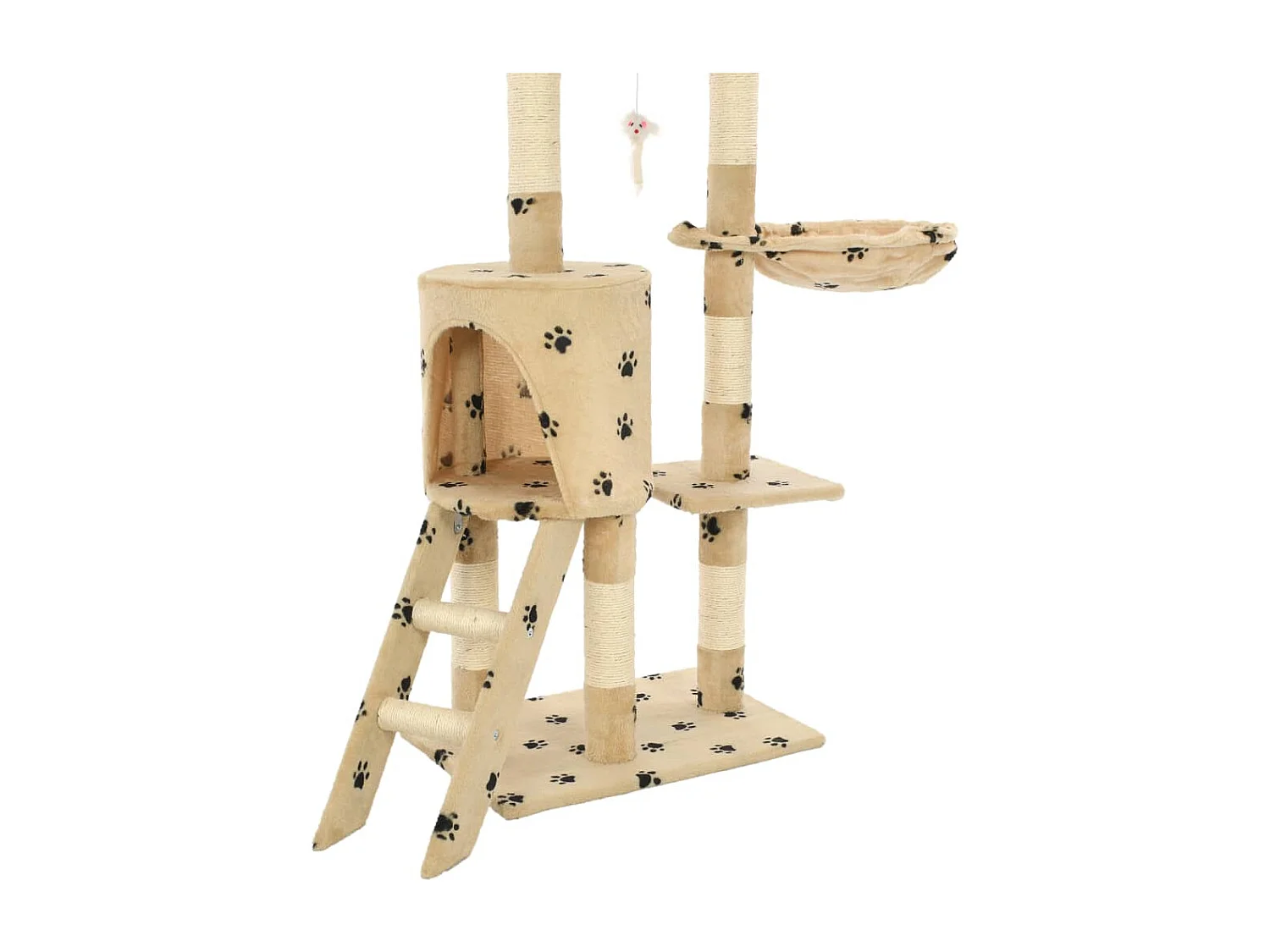Arbre à chat avec griffoir en sisal 138cm Beige Motif de pattes