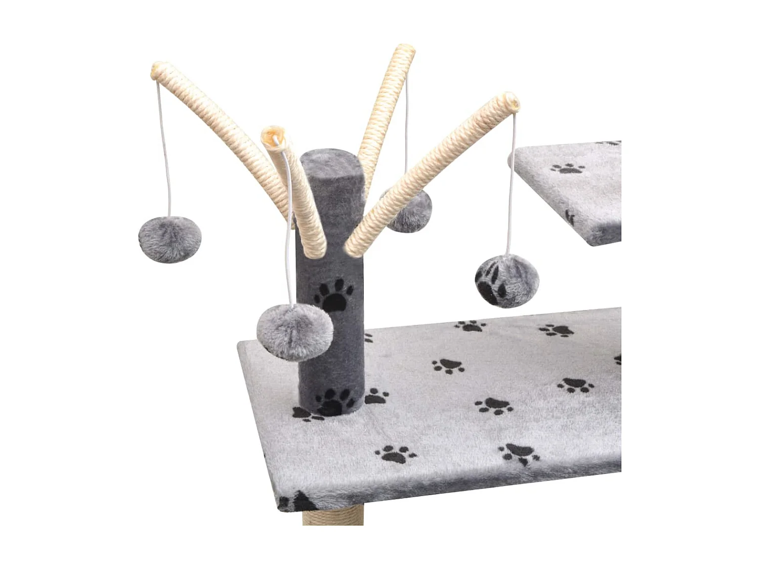 Arbre à chat et griffoir Sisal 125 cm Empreintes de pattes Gris