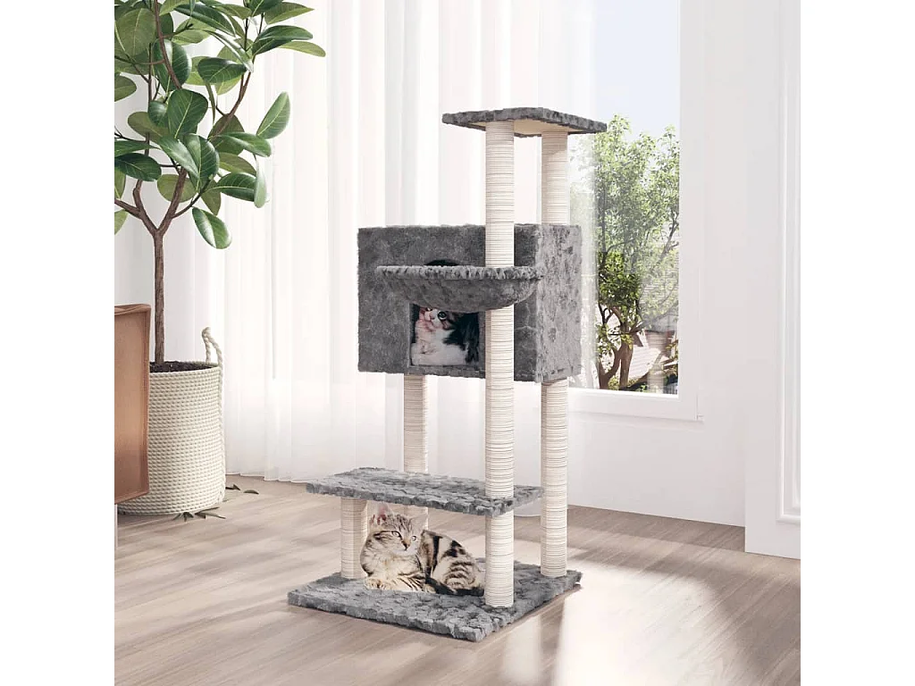 Arbre à chat avec griffoirs en sisal Gris clair 108,5 cm