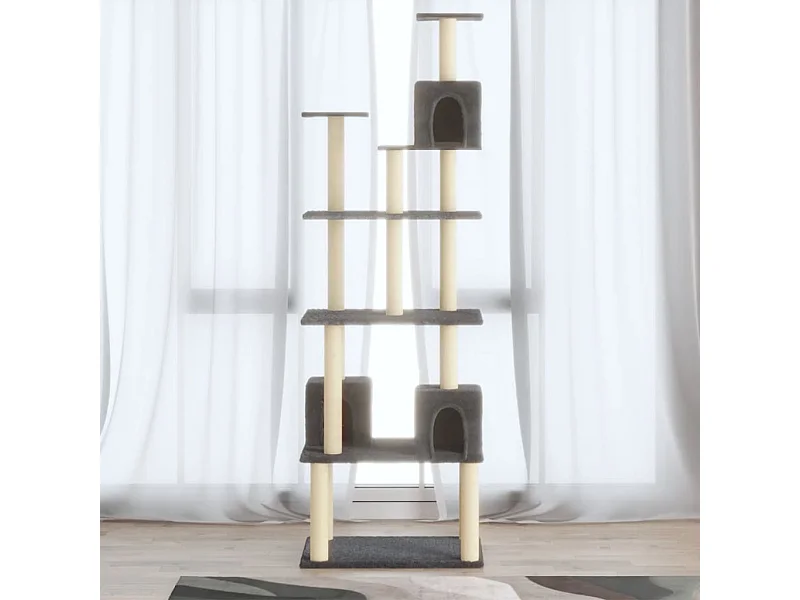 Arbre à chat avec griffoirs en sisal Gris foncé 188 cm