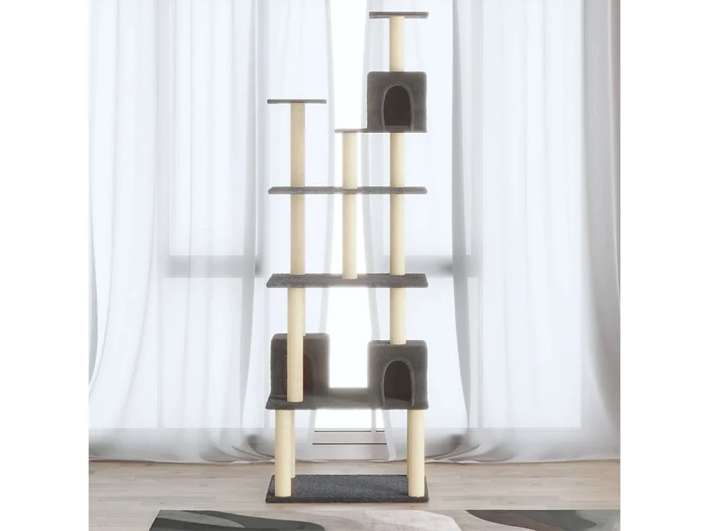 Arbre à chat avec griffoirs en sisal Gris foncé 188 cm