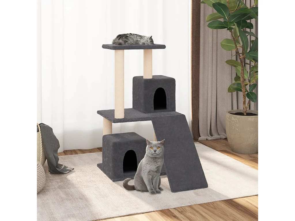 Arbre à chat avec griffoirs en sisal Gris foncé 82 cm