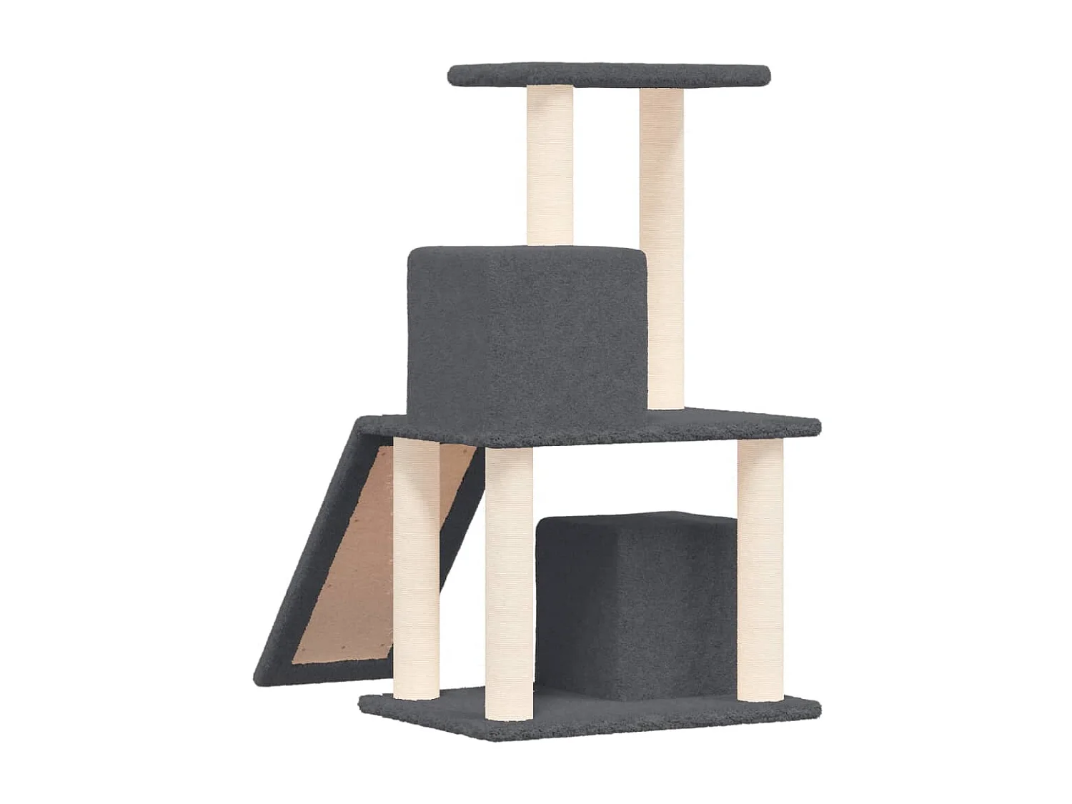 Arbre à chat avec griffoirs en sisal Gris foncé 82 cm